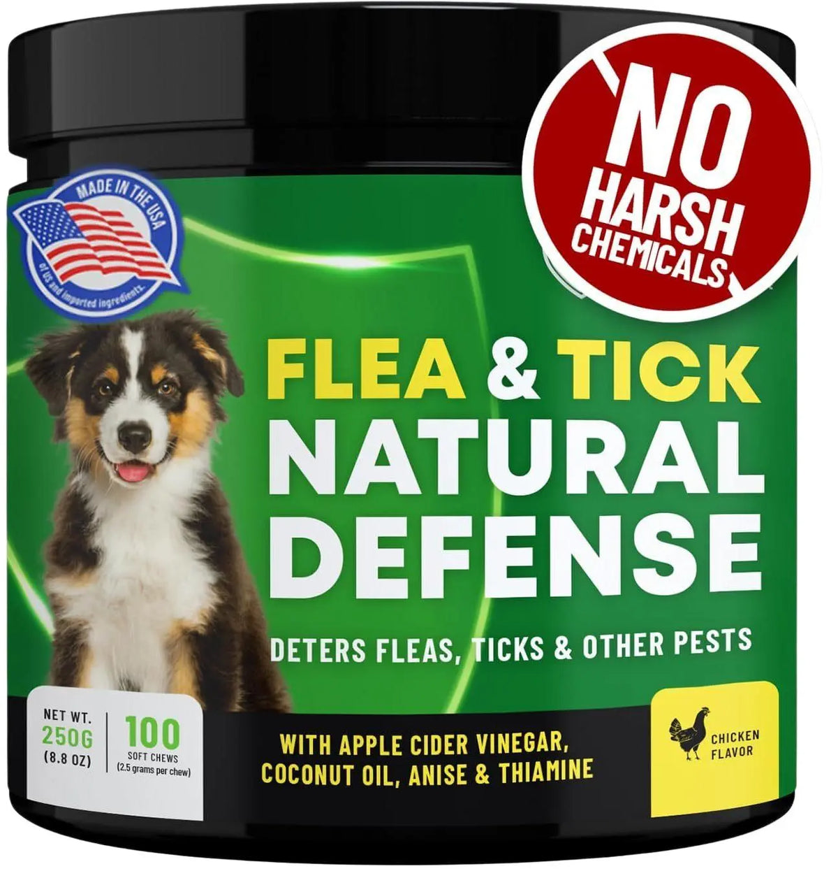 GCP Flea & Tick Soft Chews for Dogs – Natural Daily Flea & Tick Support – Chicken Flavored Dog Supplement with Vitamins, Apple Cider Vinegar & Coconut Oil – 100 Chews