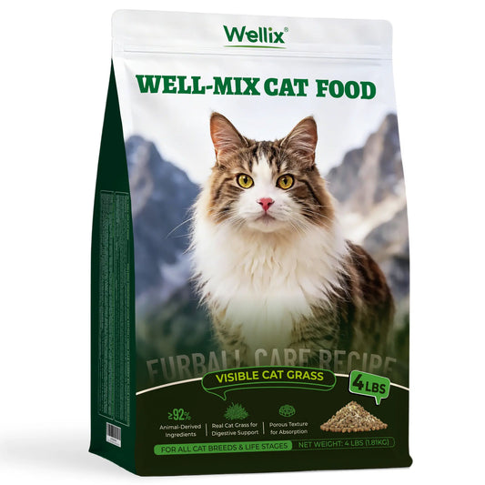 Wellix 63.5Oz Hairball Control Cat Food, High Protein Grain Free Dry Cat Food with Fresh Chicken, Fresh Bone-In Chicken & Chicken Liver, No Artificial Attractants