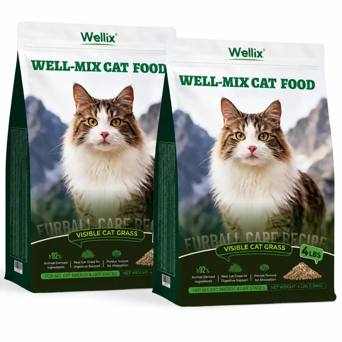 Wellix 63.5Oz Hairball Control Cat Food, High Protein Grain Free Dry Cat Food with Fresh Chicken, Fresh Bone-In Chicken & Chicken Liver, No Artificial Attractants