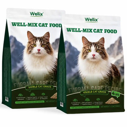Wellix 63.5Oz Hairball Control Cat Food, High Protein Grain Free Dry Cat Food with Fresh Chicken, Fresh Bone-In Chicken & Chicken Liver, No Artificial Attractants