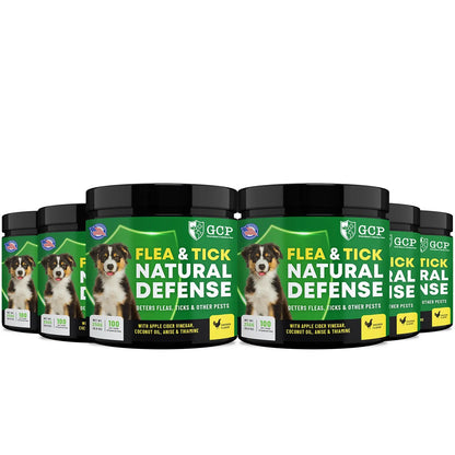 GCP Flea & Tick Soft Chews for Dogs – Natural Daily Flea & Tick Support – Chicken Flavored Dog Supplement with Vitamins, Apple Cider Vinegar & Coconut Oil – 100 Chews