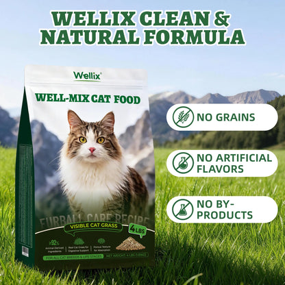 Wellix 63.5Oz Hairball Control Cat Food, High Protein Grain Free Dry Cat Food with Fresh Chicken, Fresh Bone-In Chicken & Chicken Liver, No Artificial Attractants