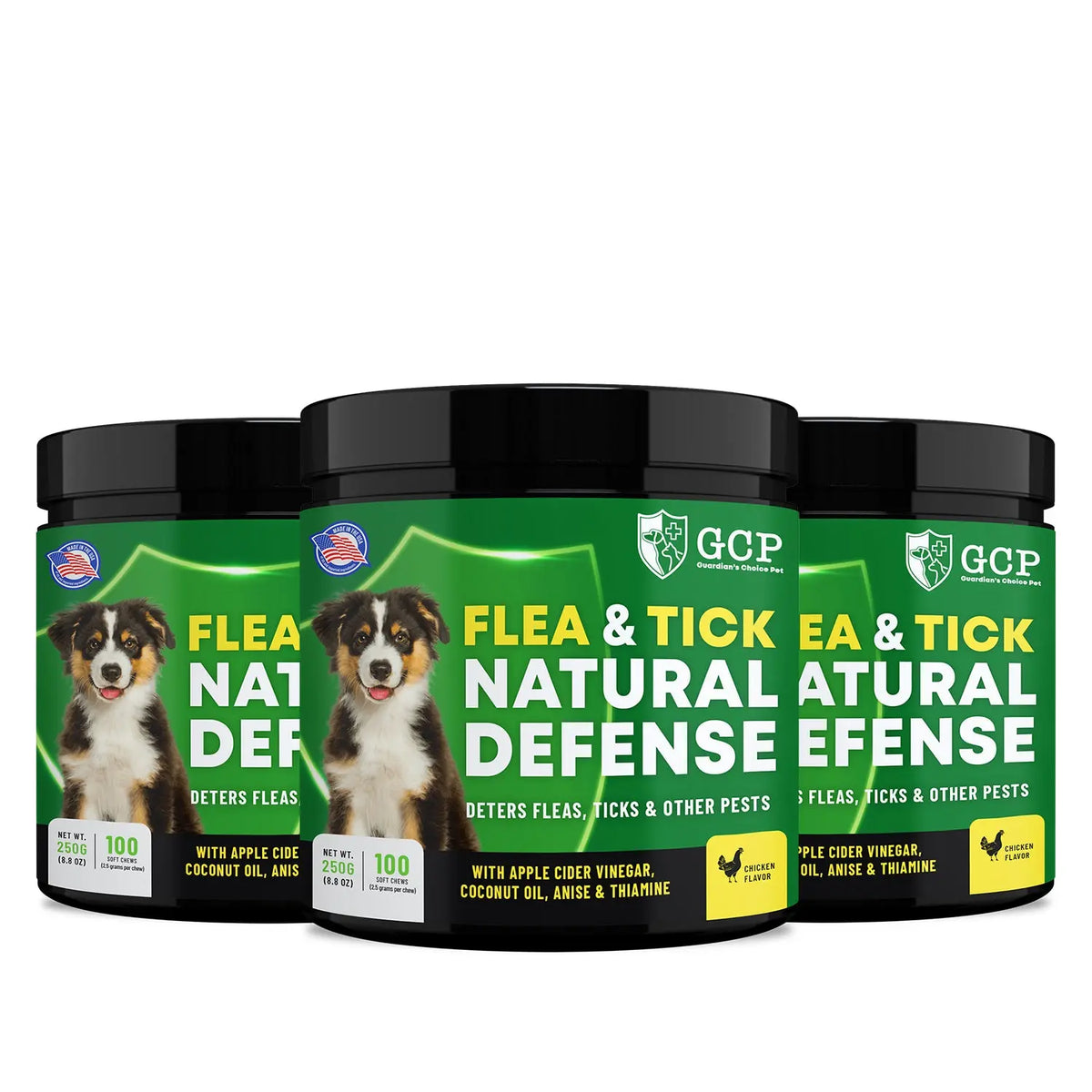 GCP Flea & Tick Soft Chews for Dogs – Natural Daily Flea & Tick Support – Chicken Flavored Dog Supplement with Vitamins, Apple Cider Vinegar & Coconut Oil – 100 Chews