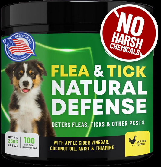 GCP Flea & Tick Soft Chews for Dogs – Natural Daily Flea & Tick Support – Chicken Flavored Dog Supplement with Vitamins, Apple Cider Vinegar & Coconut Oil – 100 Chews