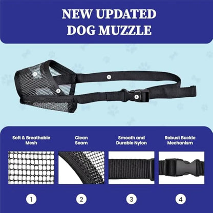 #Backtoschool Dog Muzzle for Varies Dogs - Air Mesh Muzzle for Varies Sized Dog | Adjustable No Bark Dogs Muzzles for Scavenging Licking & Chewing | Prevent Biting |,Back to School